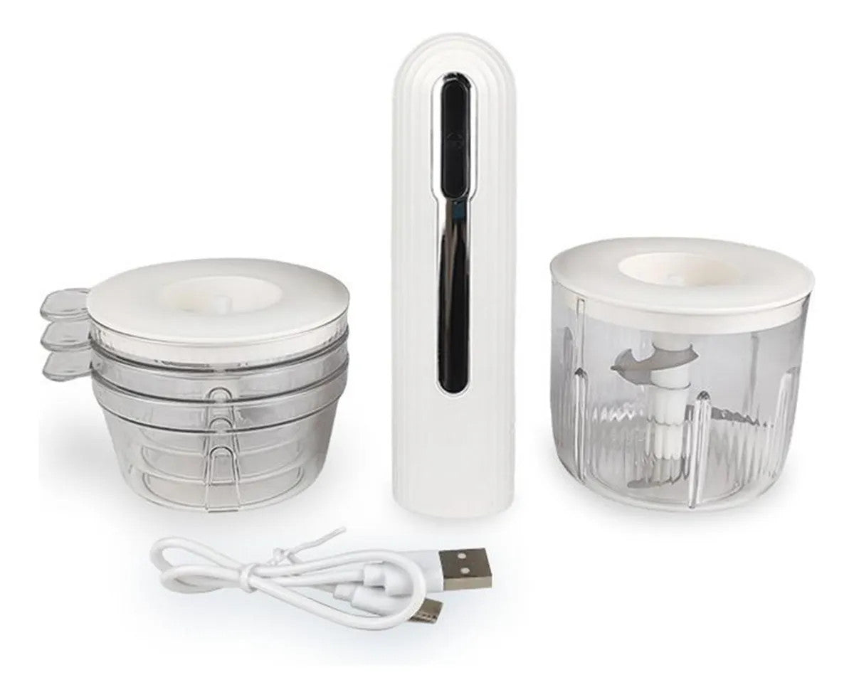 Picadora Eléctrica Inalámbrica USB con Vasos de 200 ml y 400 ml